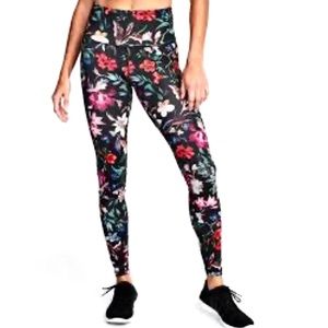 Old Navy Black Moody Floral High Waisted Elevate Compression Workout Leggings